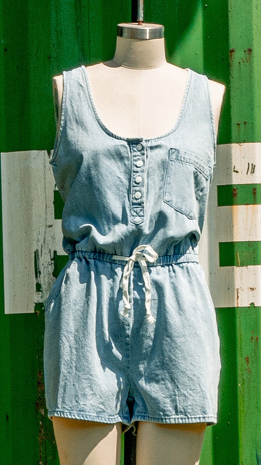 Baby Blue Denim Romper