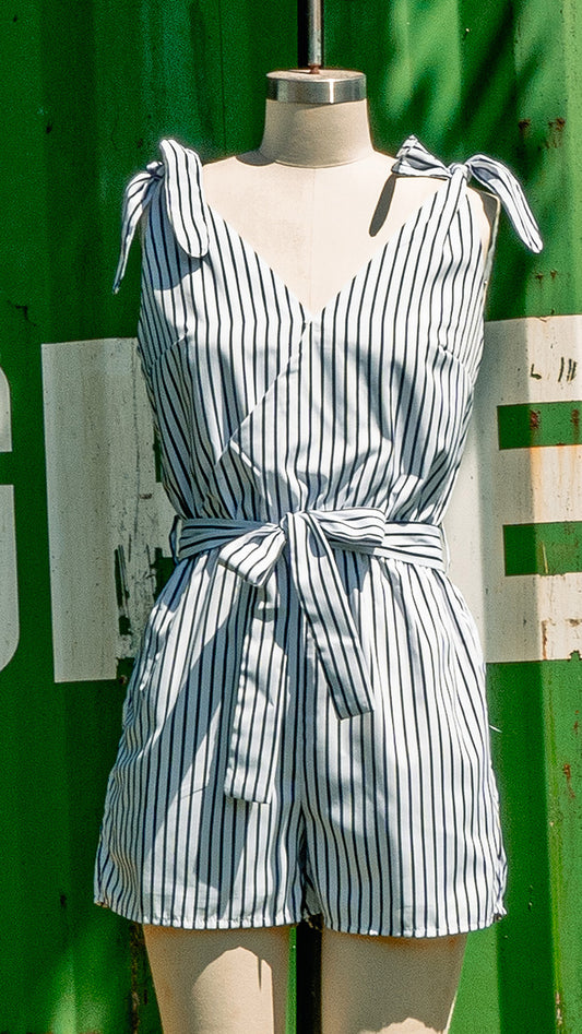 White and Blue Romper