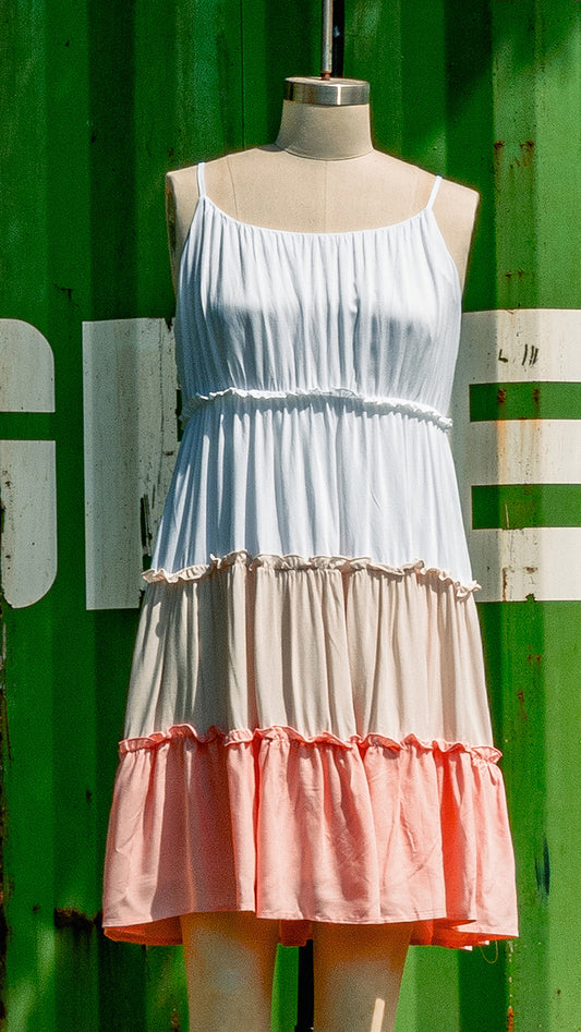 Coral and White Dress